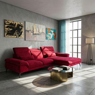 Угловой мягкий  гарнитур  Эмили бордо