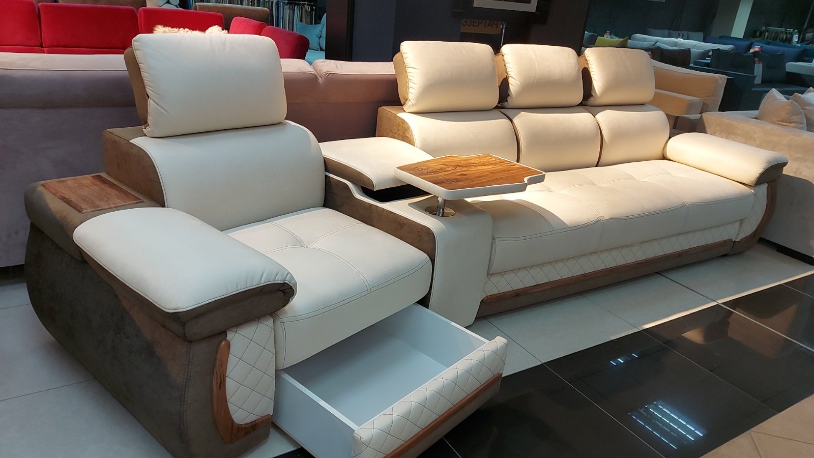 Угловой диван «Айпетри Делюкс» 30 бежевокоричневый – изображение 3
