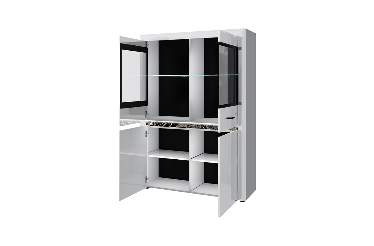 Шкаф с витриной 2V2D (II), WHITEBLACK – изображение 2