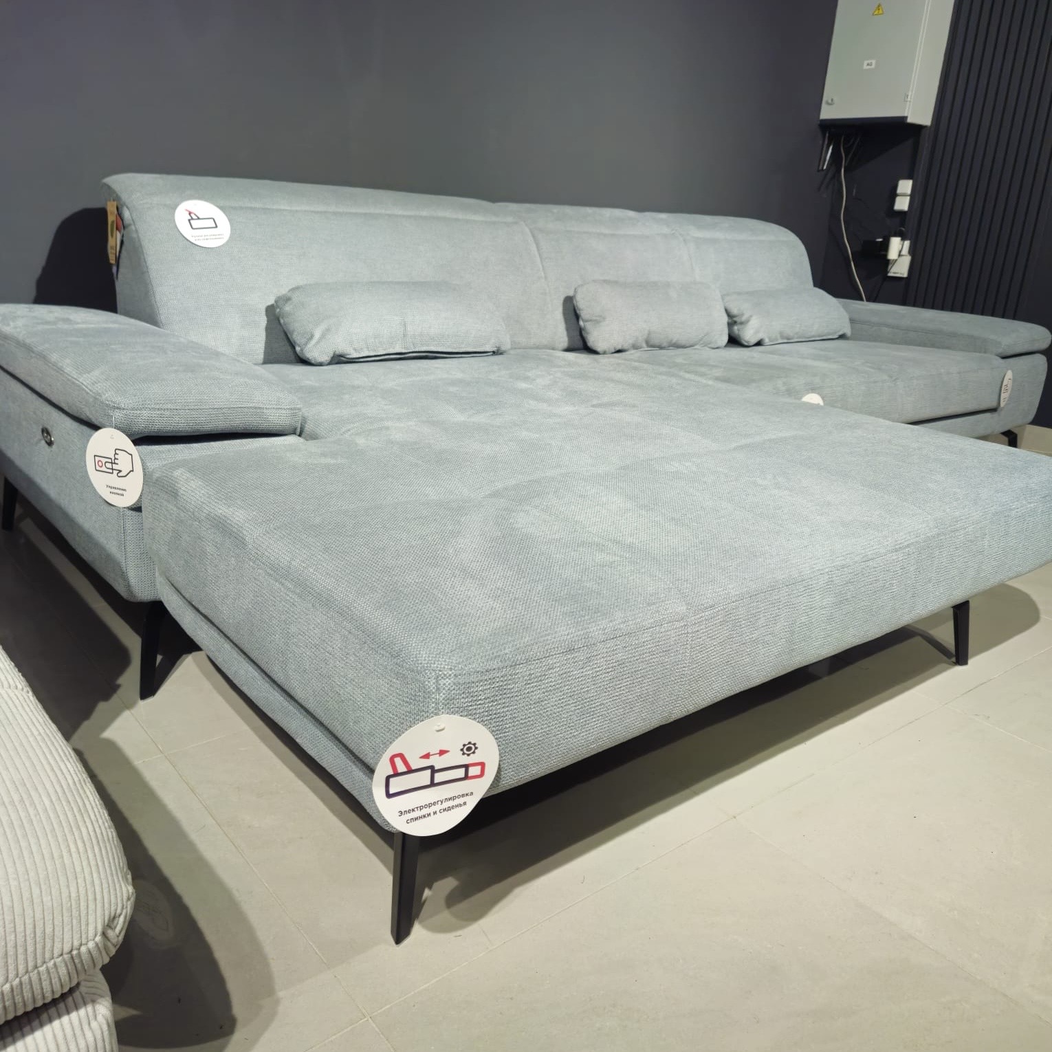 Угловой мягкий  гарнитур  Элдория серозеленый – изображение 3