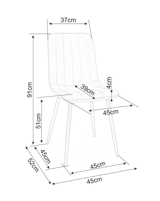 Стул SIGNAL ALAN Velvet Bluvel 40 темно-бежевый/черный – изображение 2