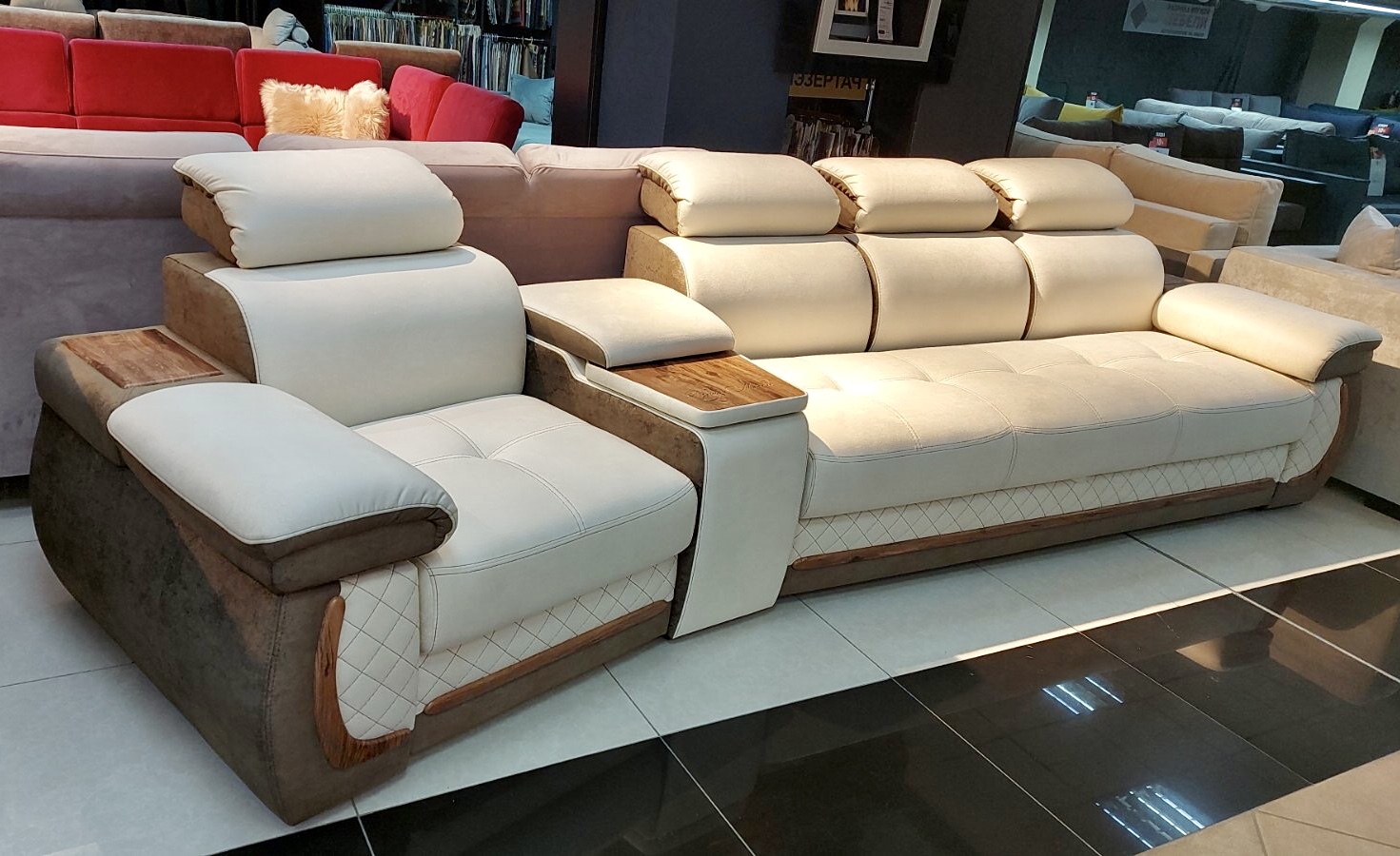 Угловой диван «Айпетри Делюкс» 30 бежевокоричневый – изображение 1