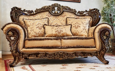 Прямой классический диван «Лорд» двухместный (орех)