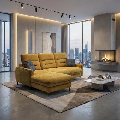 Угловой диван «Ретро» горчица