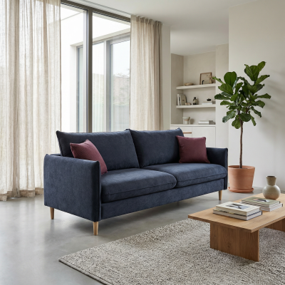 Прямой диван «Мега» синий