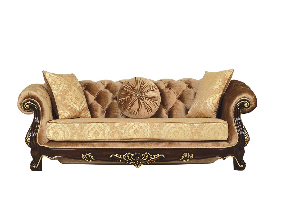 Прямой классический диван 3-х местный «Ассоль» золото орех – изображение 1