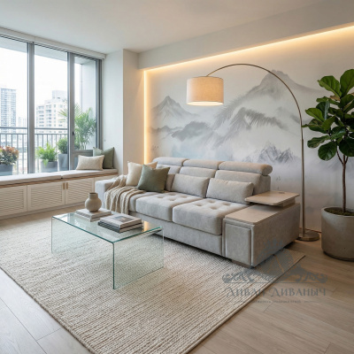 Прямой диван Гранд с баром