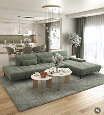 Угловой мягкий  гарнитур  Элдория с пуфом