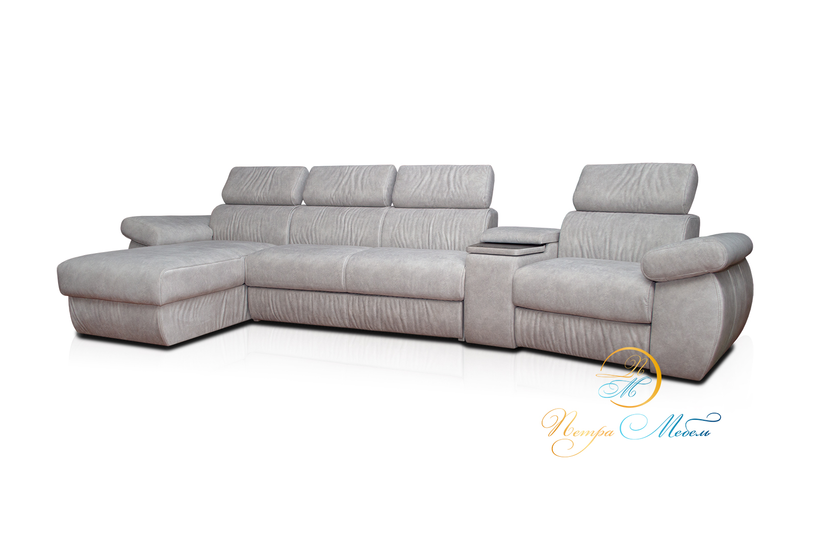 Угловой диван «Айпетри Комфорт» с оттоманкой белый – изображение 1