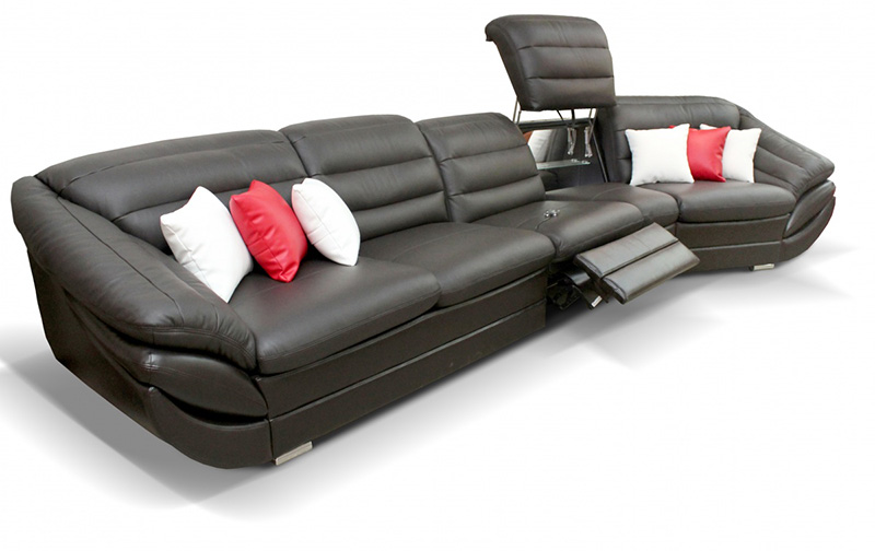 Угловой кожаный диван «Верона» 30 с баром – изображение 3