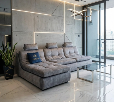 Угловой диван «Лиссабон» велюр серый