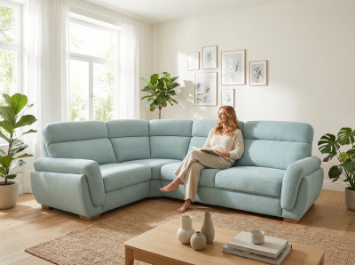 Угловой диван «Бергамо»  Г бирюзовый