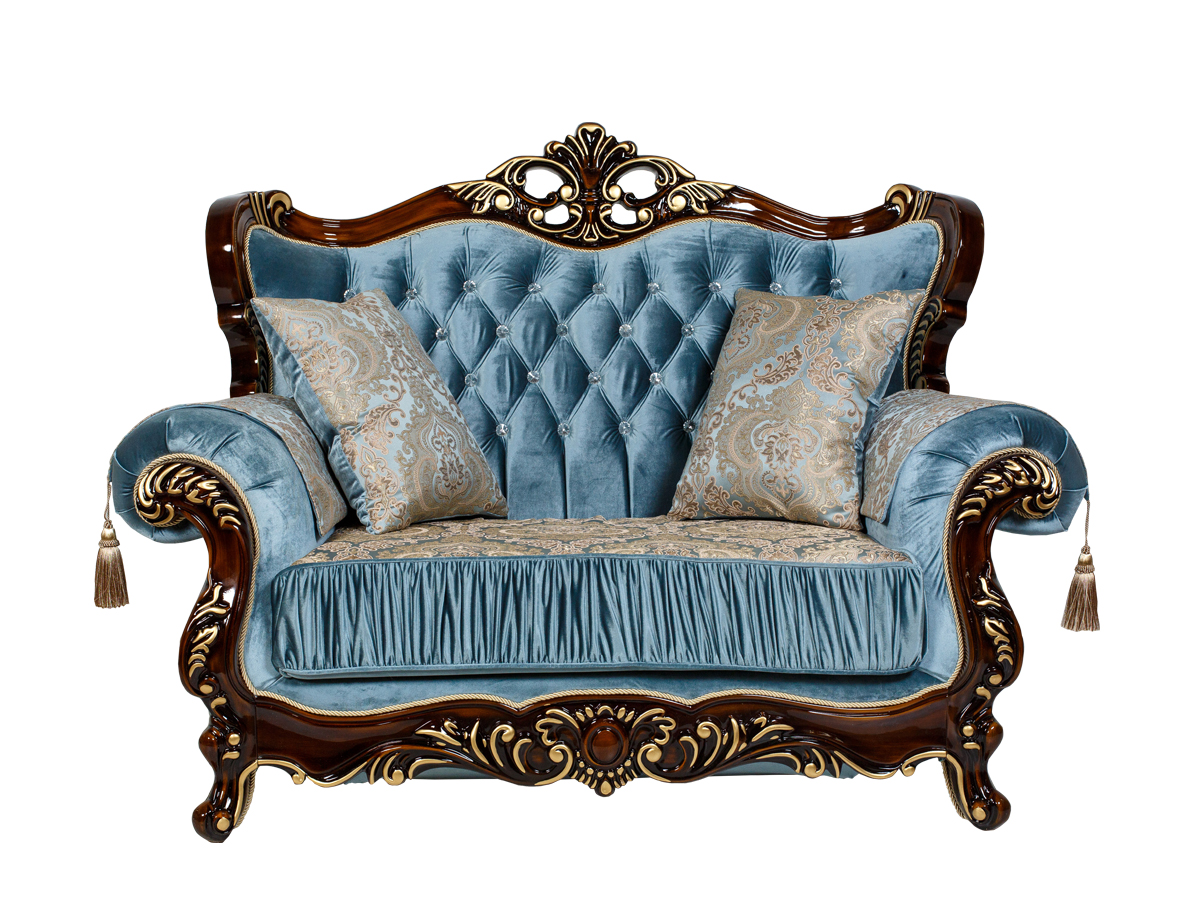 Прямой классический диван 2-х местный «Эсмеральда» бирюза – изображение 1