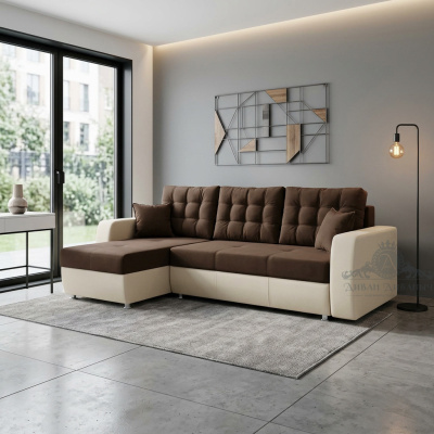 Угловой диван «Олимп Люкс 2» коричневый