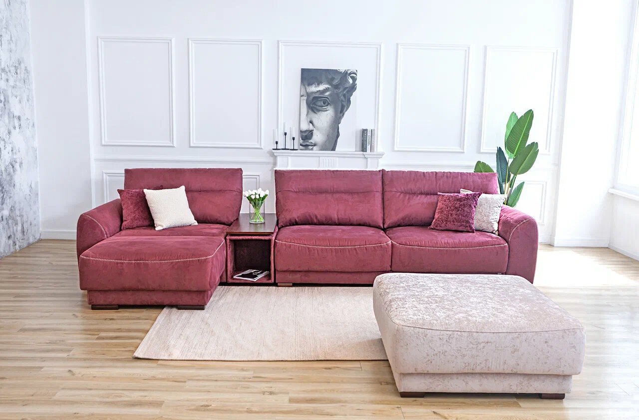 Угловой диван "Бари" с пуфом – изображение 1