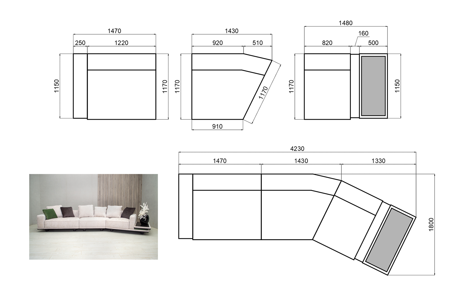 Модульный диван  «Колизей Плюс» V3 белый – изображение 4