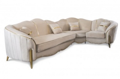 Угловой классический диван «Lara» 3-У-1 беж золото