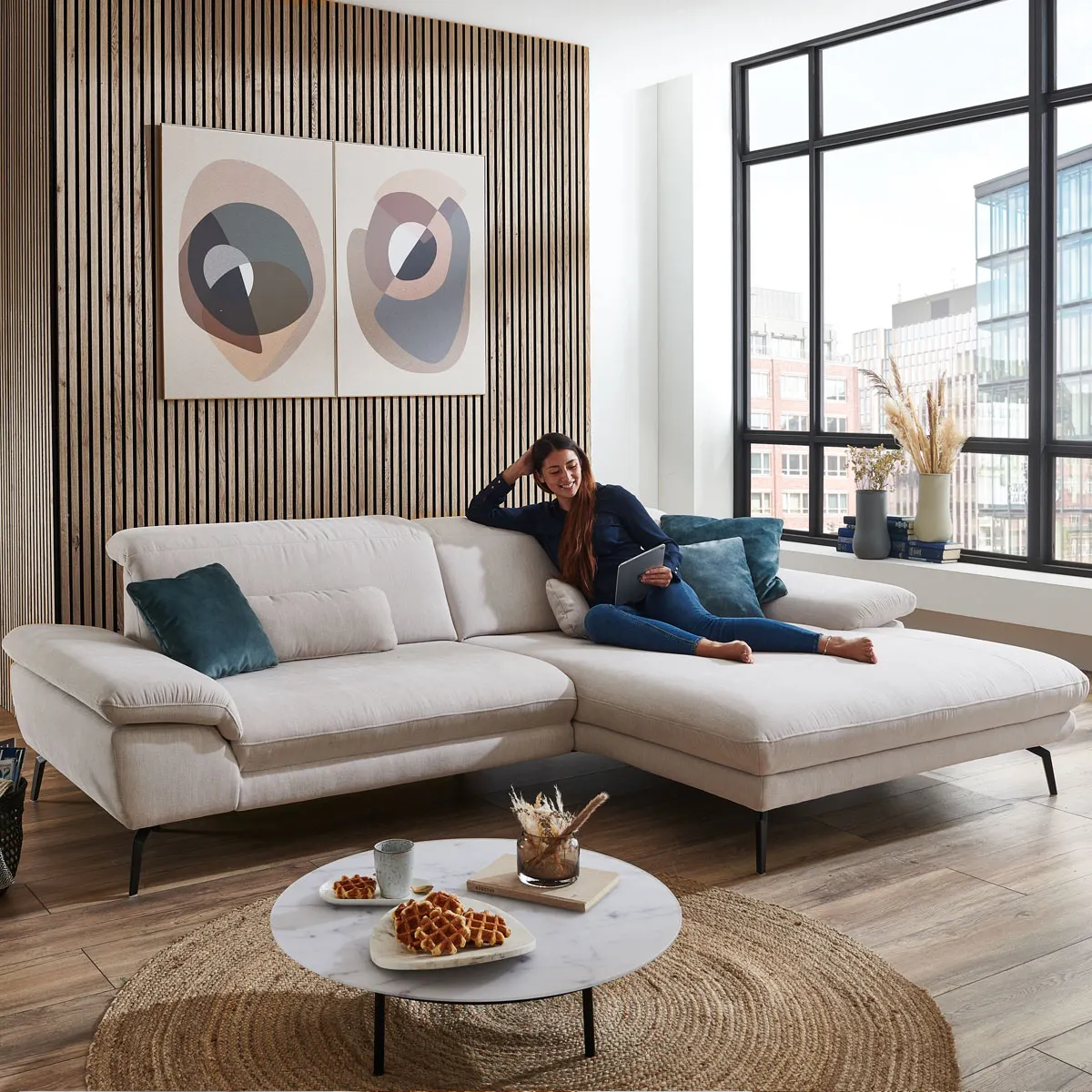 Угловой мягкий  гарнитур  Эмили белый – изображение 1