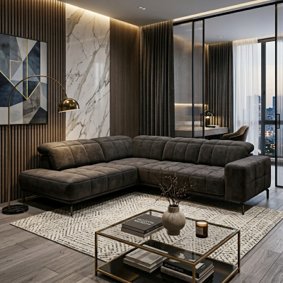 Угловой мягкий  гарнитур  Элиас  графит