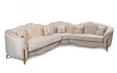Угловой классический диван «Lara» 3-У-2 беж золото