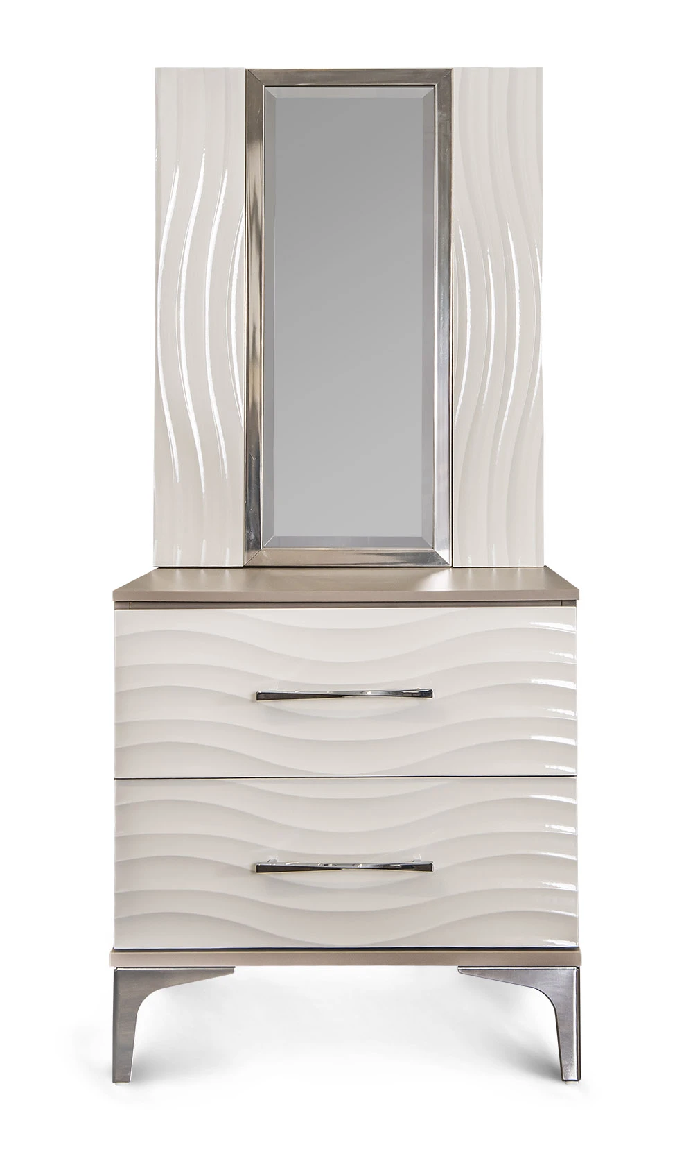 Тумбочка прикроватная Gravita   с зеркалом белый глянец – изображение 2