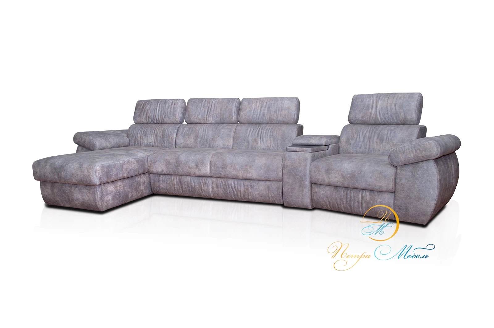 Угловой диван «Айпетри Комфорт» с оттоманкой серый – изображение 1