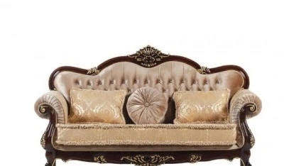 Прямой классический диван 3-х местный «Илона» золото орех – изображение 1