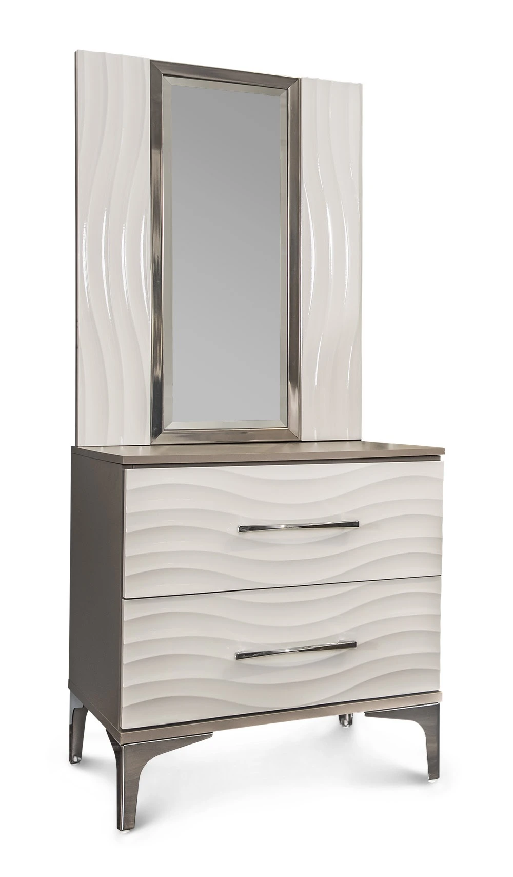 Тумбочка прикроватная Gravita   с зеркалом белый глянец – изображение 1